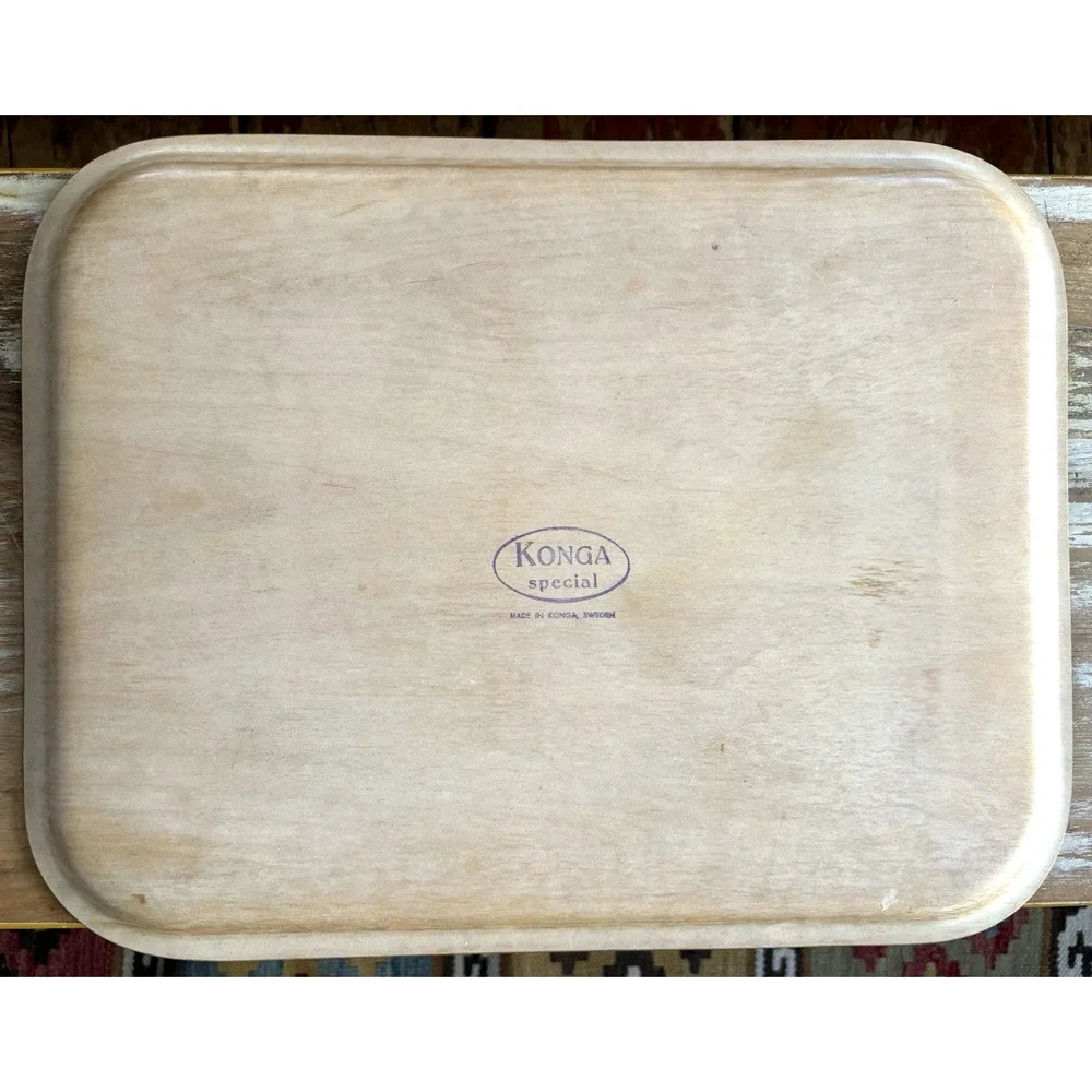 Vintage laminated wood serving tray Konga Special mid century mod Swedish 1960s